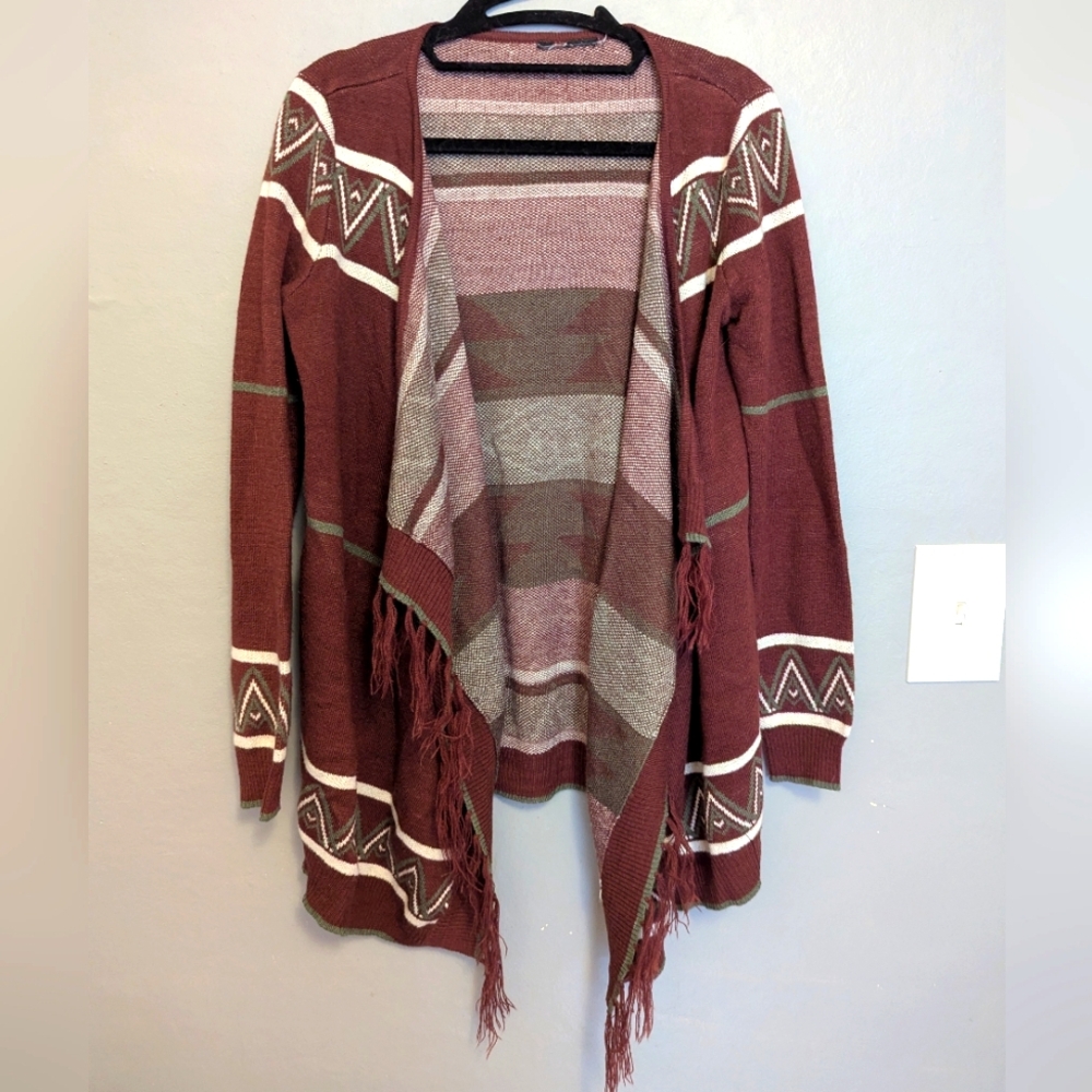 Women's Maroon Patterned Sweater